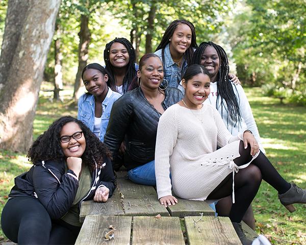 Students with Janel Benson, community based learning course