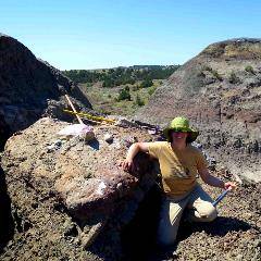 Elana Shever working in the field