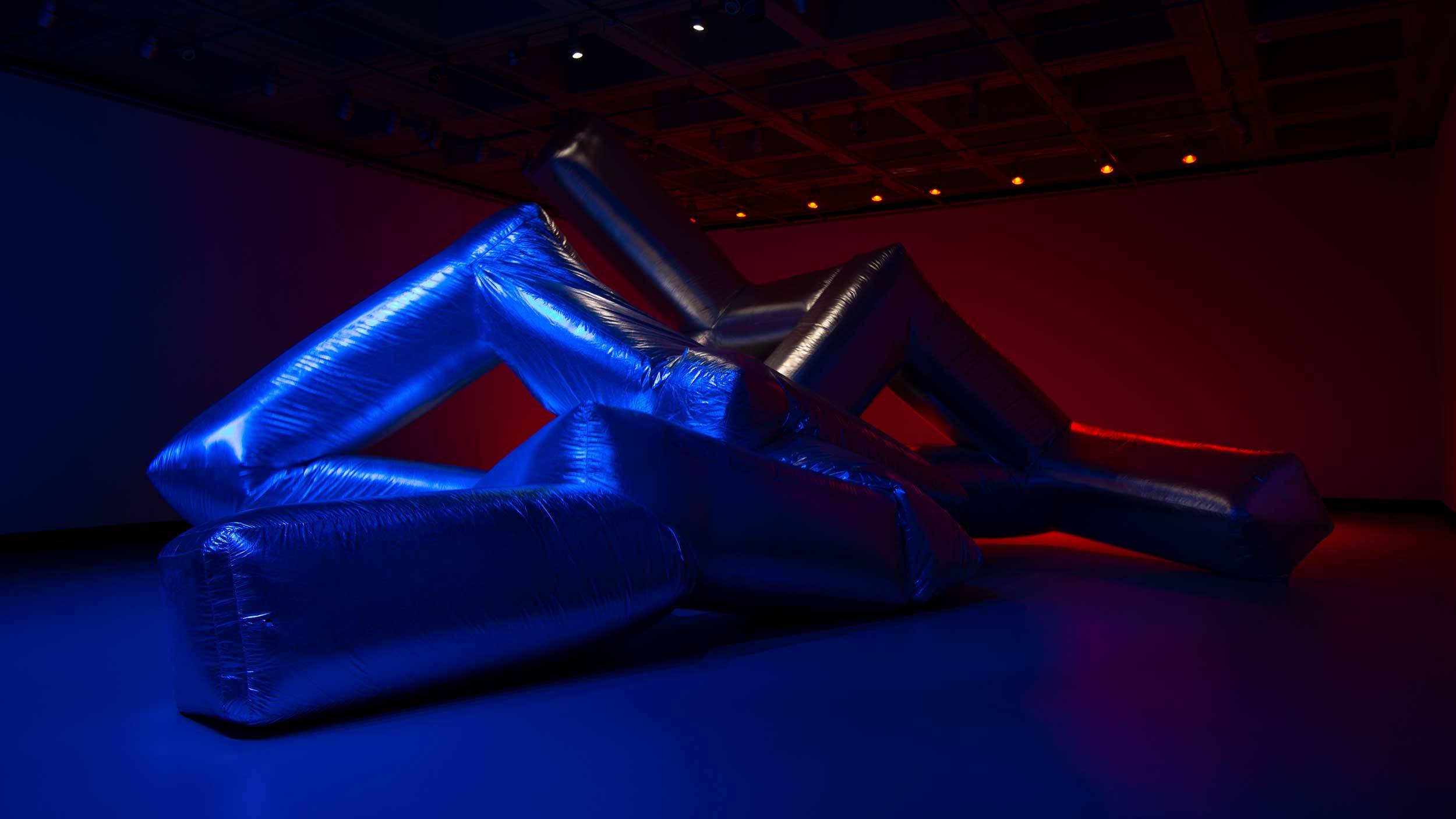 Picture of Alex Schweder’s The Sound and The Future, sculpture of faux fur and silver nylon