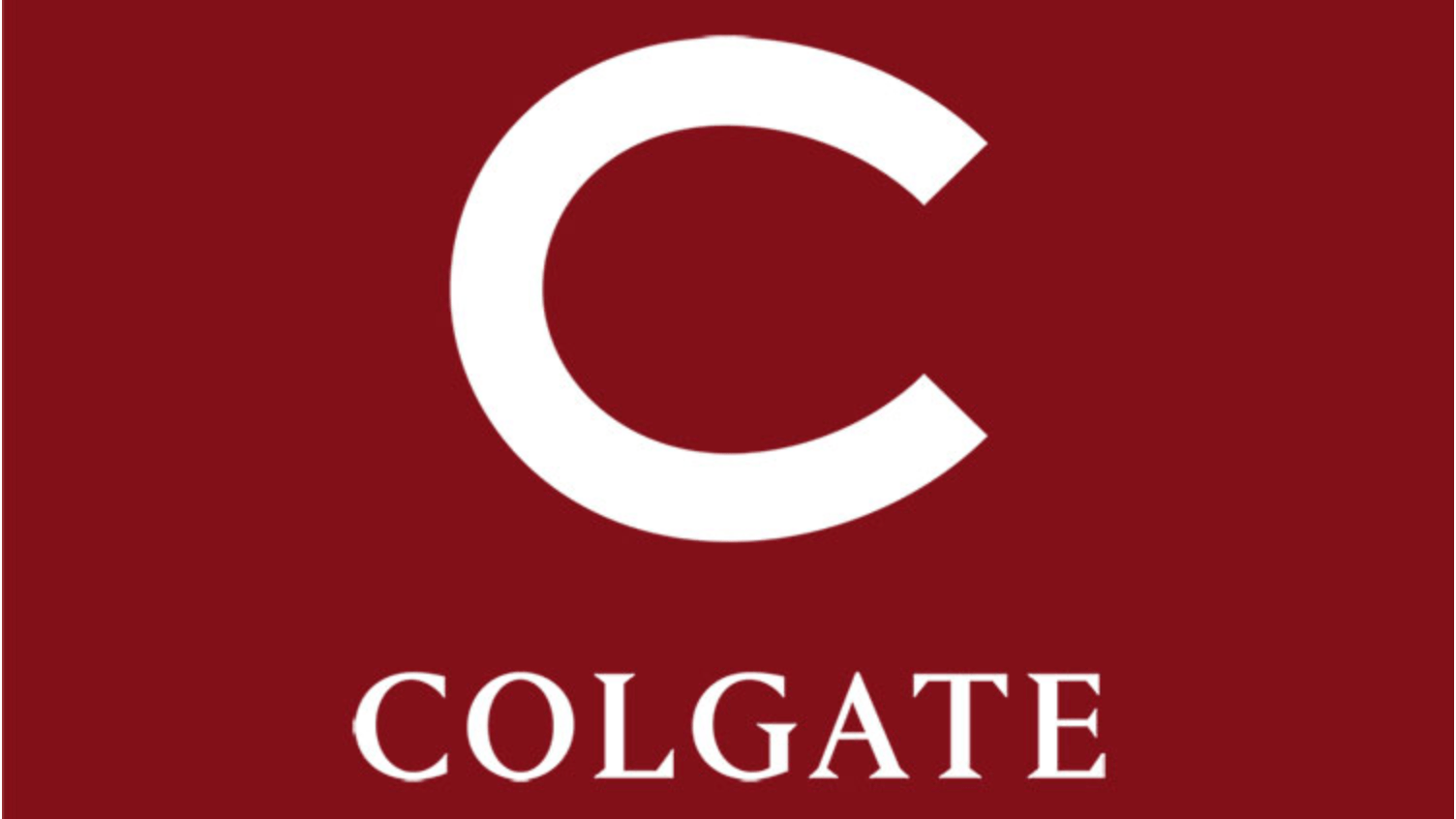 White Colgate 'C' on maroon background with 'COLGATE' underneath