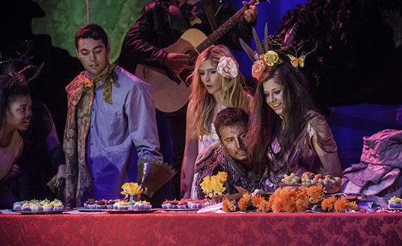 Theater students on stage in "Wald, a wondertale"